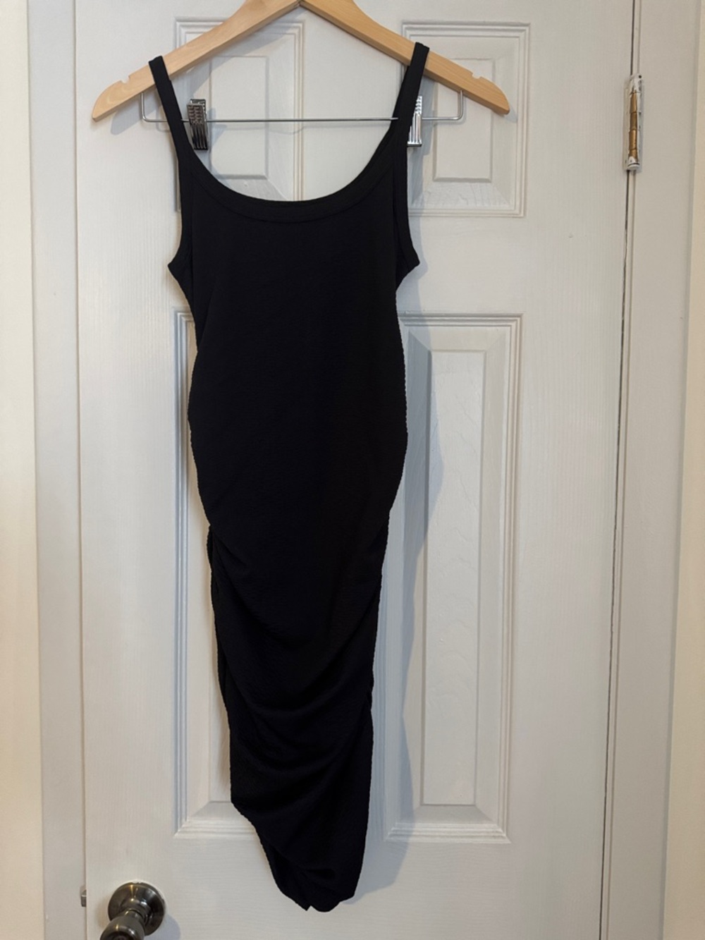DKNY Black Ruched Mini Tank Dress